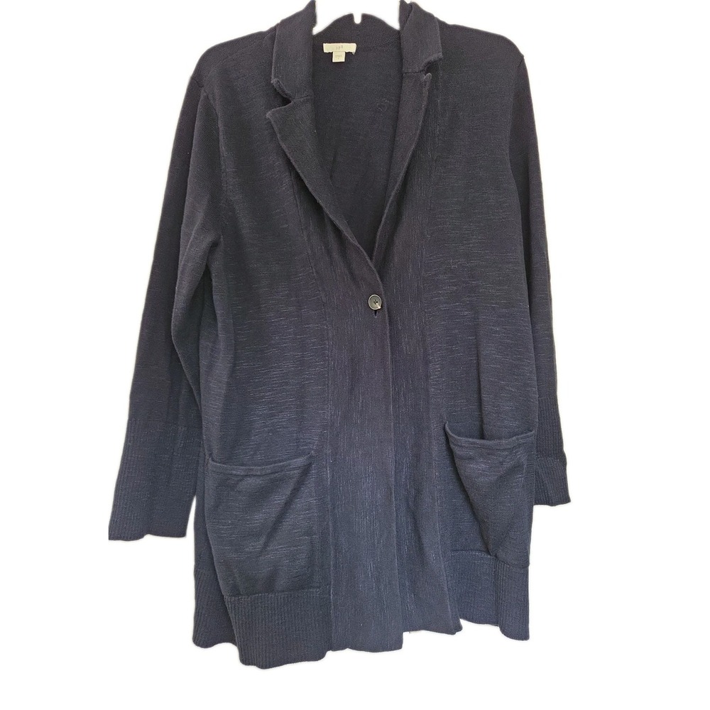 J Jill Sweater Womens‎ L Cardigan Long Duster Button Up & Pockets Cozycore Soft